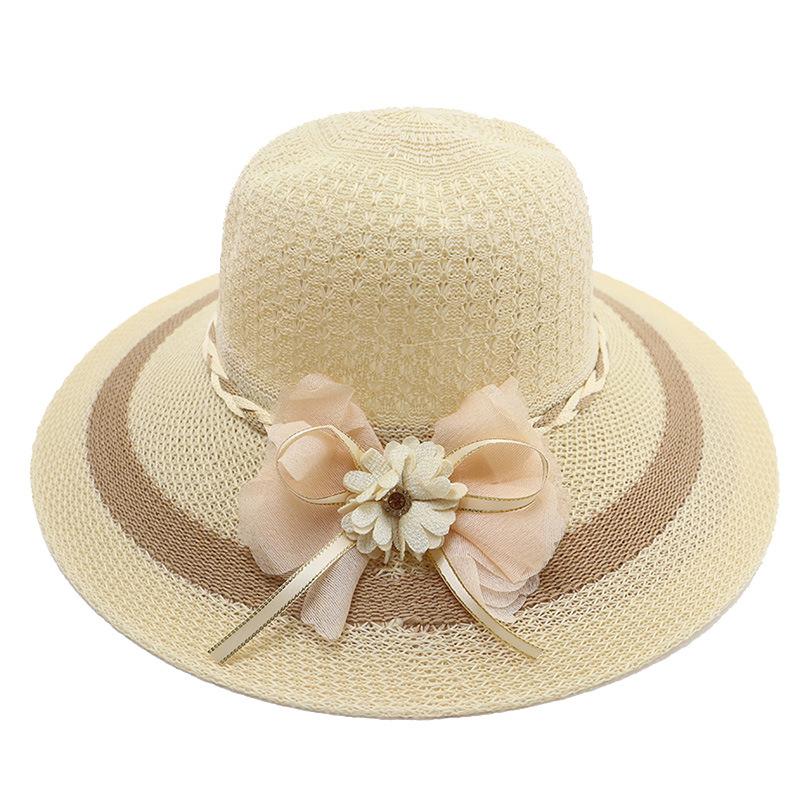 Summer straw hat big brim fashionable flower sweet seaside vacation beach breathable sun protection sun hat women's