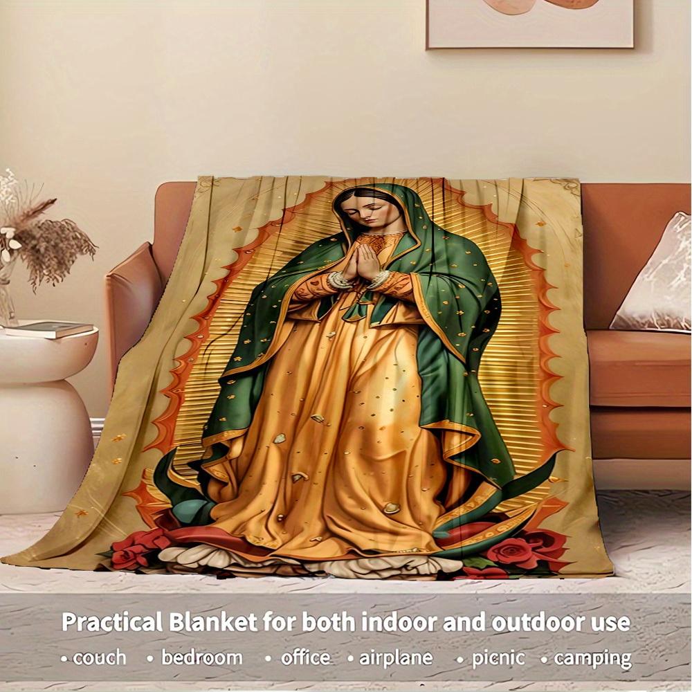 1pc Virgin Mary,Guadalupe,Devotion Flannel Blanket  Lightweight Soft for All Seasons, Ideal for Couch, Office, Bed, Travel, Camping  Throw78