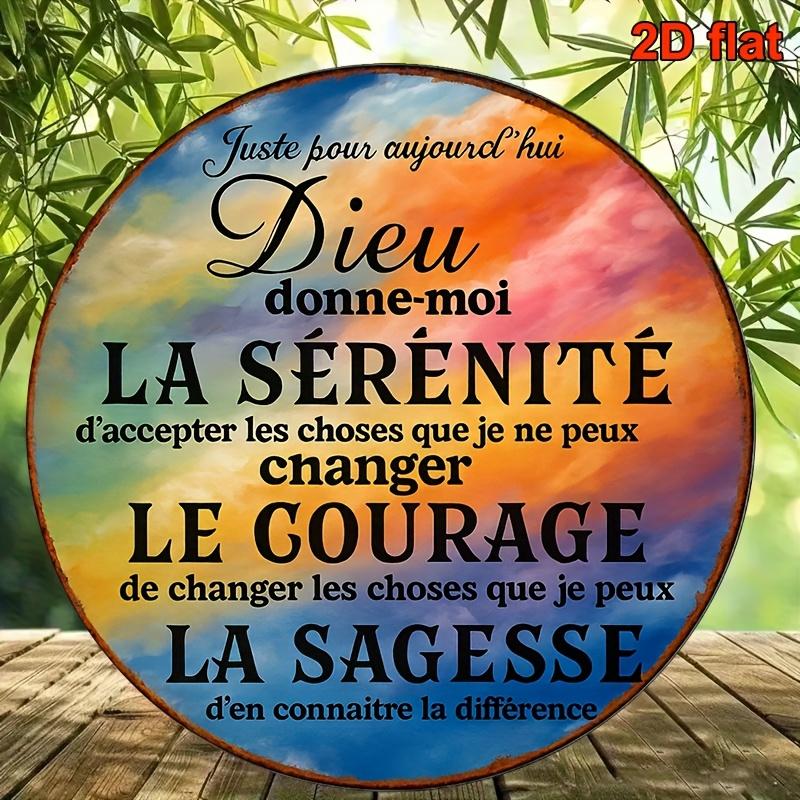 French Serenity Prayer Sunset Sky Tin Sign Vintage Durable Metal Plaque Wall Decor Home Office Bar Man Cave Wall Art