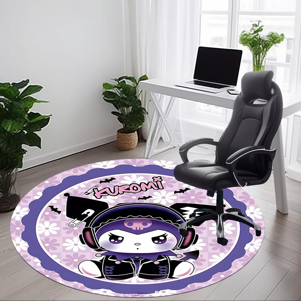 Kuromi Cat Office Round Area Rug, Under Office Chairs Bedroom Living Room Home Decor a0908170