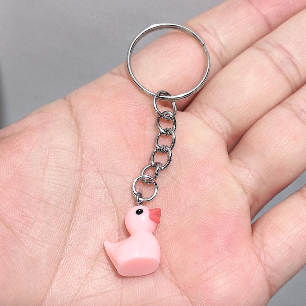 Porte-clés Simple Animal en Résine Pendentif Canard Accessoires de Sac à Dos pour Femmes Couple Famille Pendentif Porte-clés