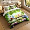 3Pcs Bedding Set Custom Name Text, 1 Sheet 2 Pillowcases Home Bed DecorPikmin