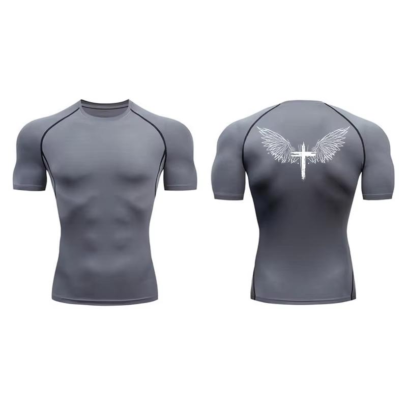 Compressie T-shirts voor Mannen Korte Mouw Sportschool Workout Fitness Onderhemden Sneldrogend Atletisch T-shirt Top 10095
