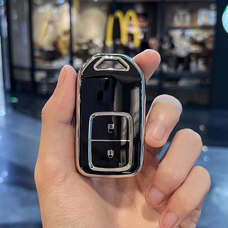 

Чехол для ключа автомобиля из ТПУ с 2 кнопками для Honda Fit Lucky Vezel City Civic Jazz BRV BR-V HRV HR-V Shuttle Gp8 19CRV Jade Fit Freed Odyssey 2017, защита Key Case чёрный