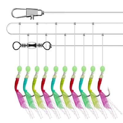 10 Hooks Rigs Bait Tackle 7#-15# Accessories Feather