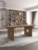 Solid Wood Tea Table and Chair Set for Office, Living Room, Home Use, Tea Table with Rock Board Furniture