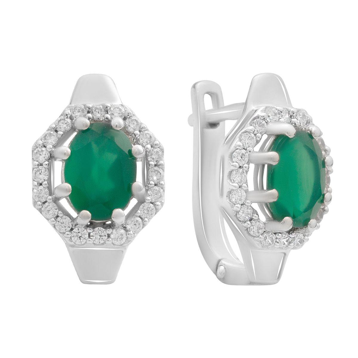 

Silver earrings with natural agate 3.252ct (2189848) смарагдовий