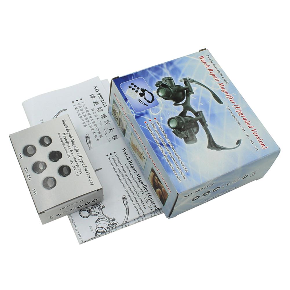 25x Eyewear Loupe Repair Third Hand Helmet Magnifying LED Magnifying Headband Head Wearing Magnifier Glasses Loupes for Reading