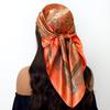 Fashion Square Silk Scarf Women Headband 90*90cm Print Neck Scarfs Office Hair Band Hand Kerchief Female Bandana Headwear