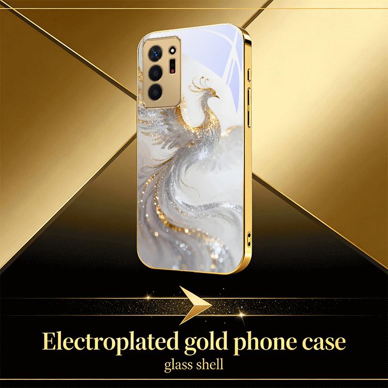 Snowy Land Golden Tiger For Samsung S25 Ultra S21 S22 FE S23 Plus S24 S20 S26 Note 10 20 Golden Glass Electroplated Phone Case