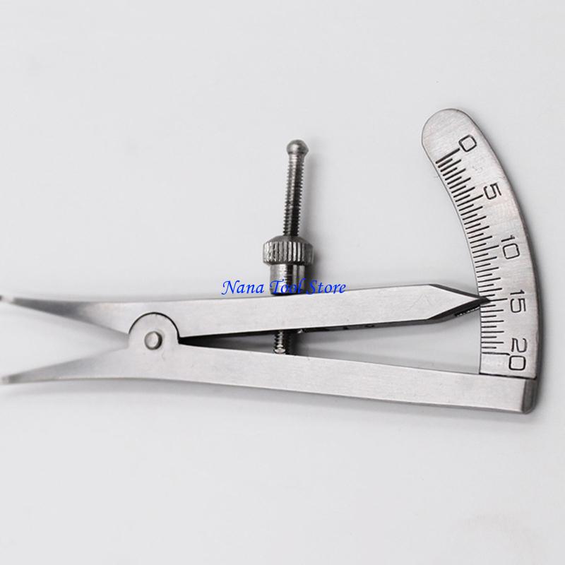 31GJ Metal Dental Gauge Caliper Dental Caliper Elbow 0 to 20 mm Double Scales Tool