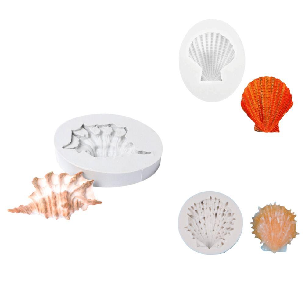 3PCS Flexible Seashell Fondant Mold Heat Resistant Conch Shell Mold Resin Crafting