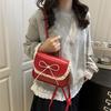 Kawali PU Leather Bag Korean Style Shouder Bag Simple Lace Bow Backpack  Gift