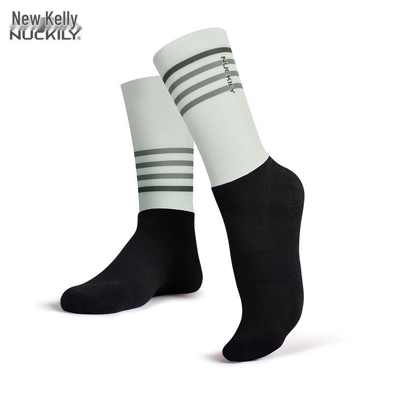 NUCKILY Anti-slip Compression Cycling & Running Socks, Unisex Mid-calf for All Seasons