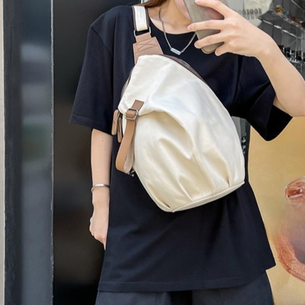 Large Capacity Nylon Crossbody Bag Solid Color Cycling Shoulder Bag Casual Phone Pouch  Unisex