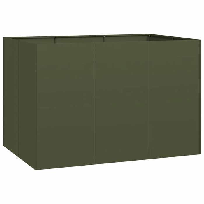 VidaXL Olive Green Planter 120x80x80 Cm Steel, Flower Pot, Plant Stand, Raised Bed, Planter Stand, Trough 860790
