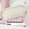 1Pcs Large Capacity Pencil Pouch Pink Small Floral Pencil Case Handheld Pen Bag Cosmetic Portable Gift For Office School Teen