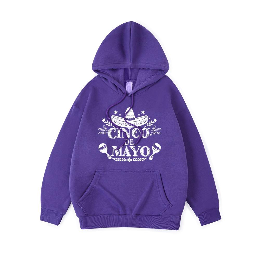 Mexico Cinco De Mayo Printing Hoodie Womens Basics Sporty Hooded Fleece Warm Soft Pullovers Casual Pocket Womans