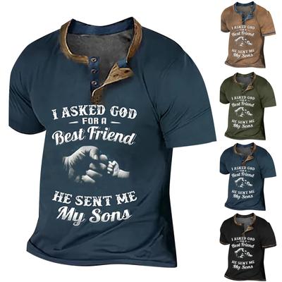 Men's  T-shirt T-shirts Graphic Text Black Military Green Pool Dark Gray 3D Printing Street Casual Short Sleeve Button Down Printed Clothing Basic