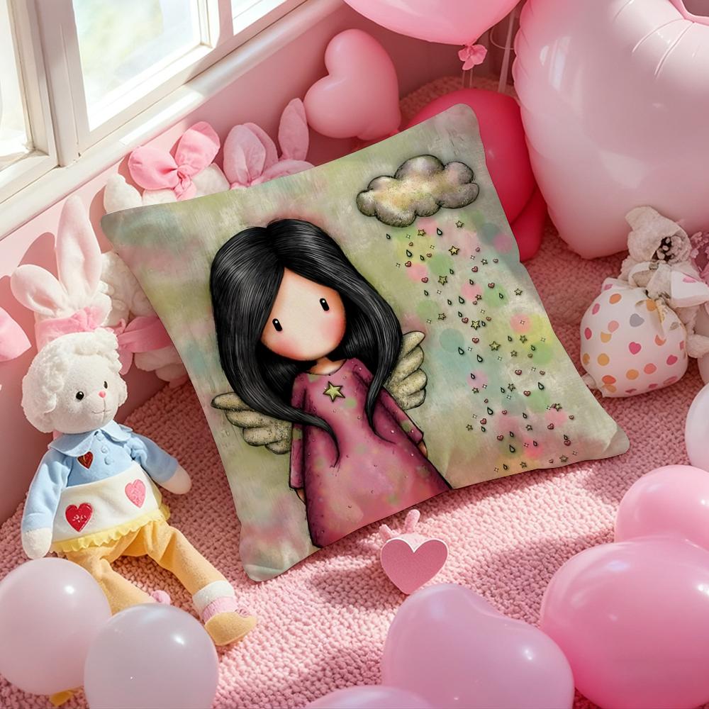 S-Santoro Gorjuss Cartoon Cushion Cover Pattern Printed Pillowcase for Living Room Sofa Cushion Cover & Bedroom Decor