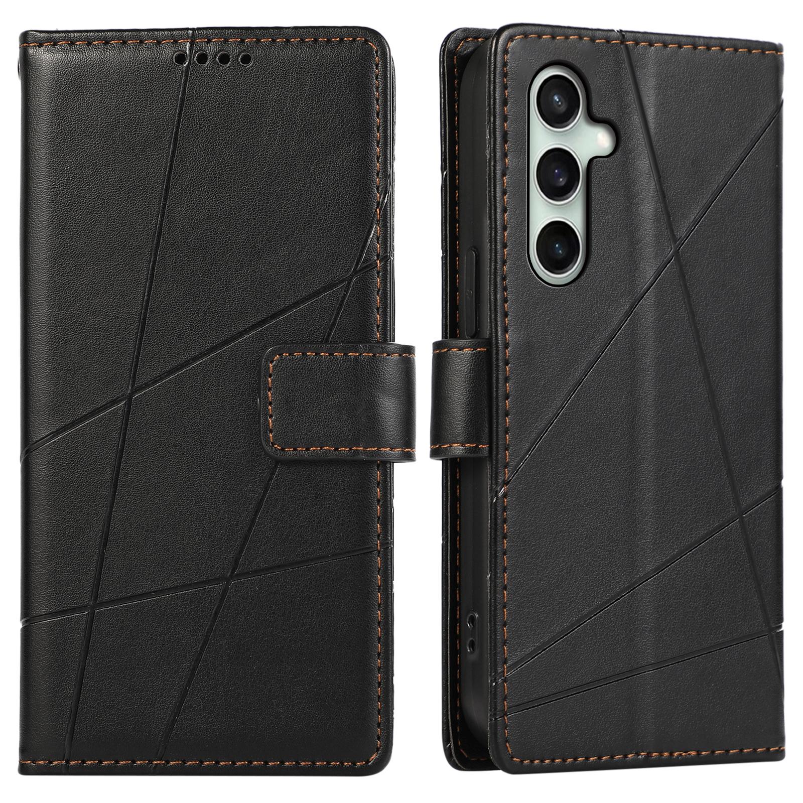 

DF-06 For Samsung Galaxy S24 FE Wholesale Phone Case Line Imprint Leather Flip Wallet Cover Black