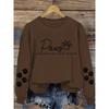 Women's comfortable paw print crew neck sweatshirt, casual long sleeve pullover