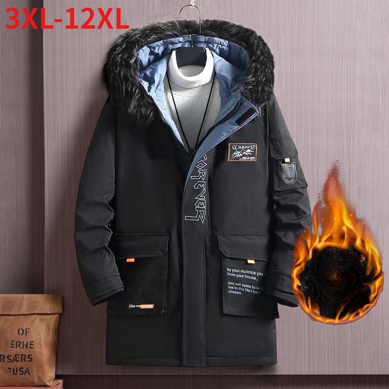 

Плюс Размер 12XL 11XL 10XL Толстые Мужская хлопковая ветровка средней длины Куртка Свободная куртка с капюшоном Пальто Принт бандана 10XL чёрный