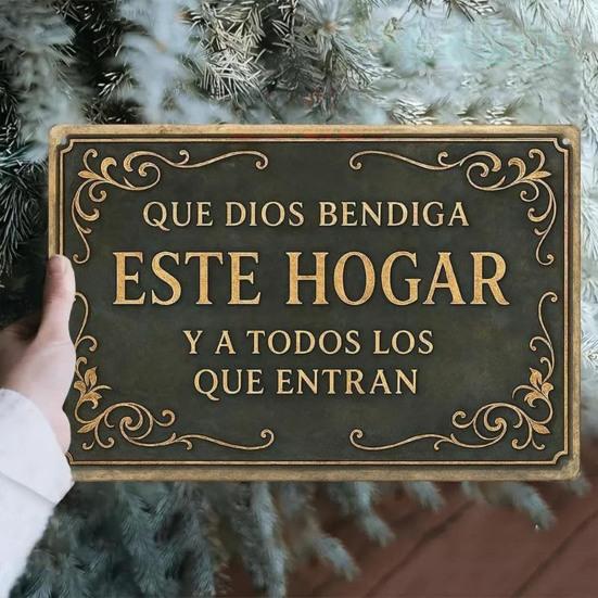 Que Dios Bendiga Este Hogar Spanish Vintage Metal Wall Sign Religious Christian Blessing Wall Decor for Home Kitchen Entryway Church