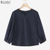 ZANZEA Women V-Neck Solid Color Loose Casual 3/4 Sleeve Blouse
