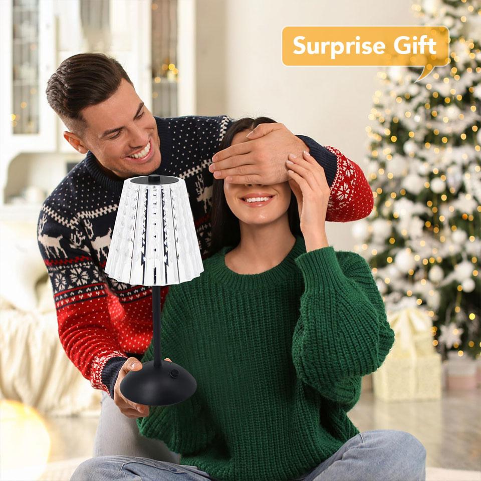 Crystal Retro Table Lamp USB Rechargeable Touch Sensor Atmosphere Lamp Rechargeable Dimming LED Light Bar Hotel Bedside