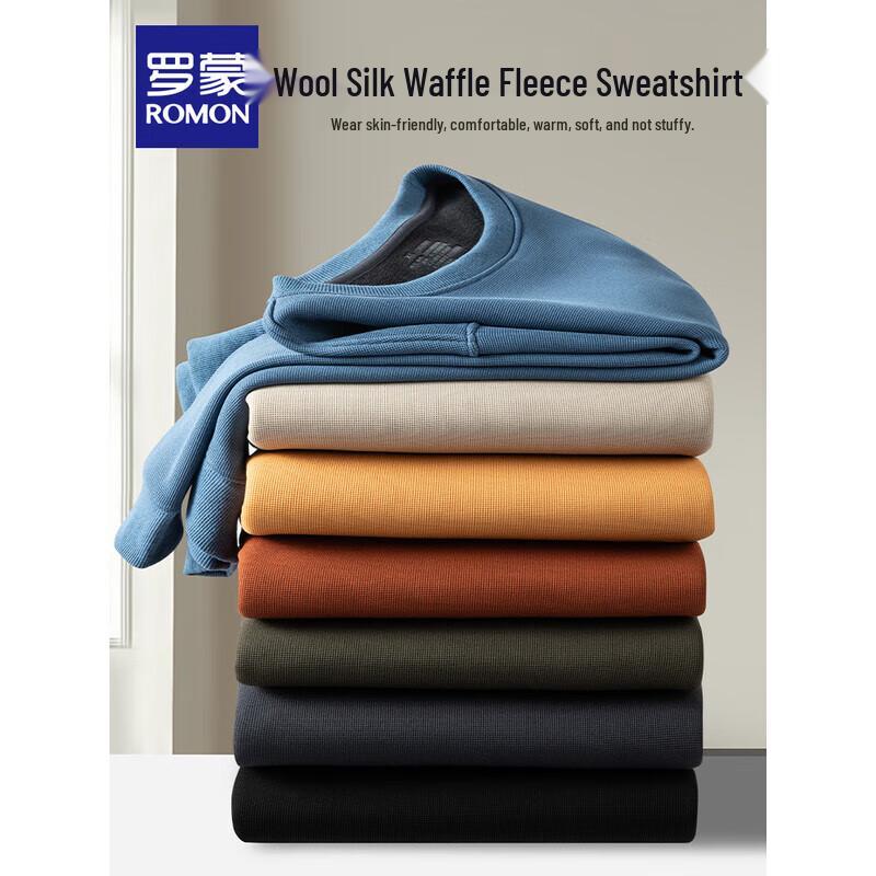 

ROMON Men s Fleece Lined Warm Round Neck Sweatshirt