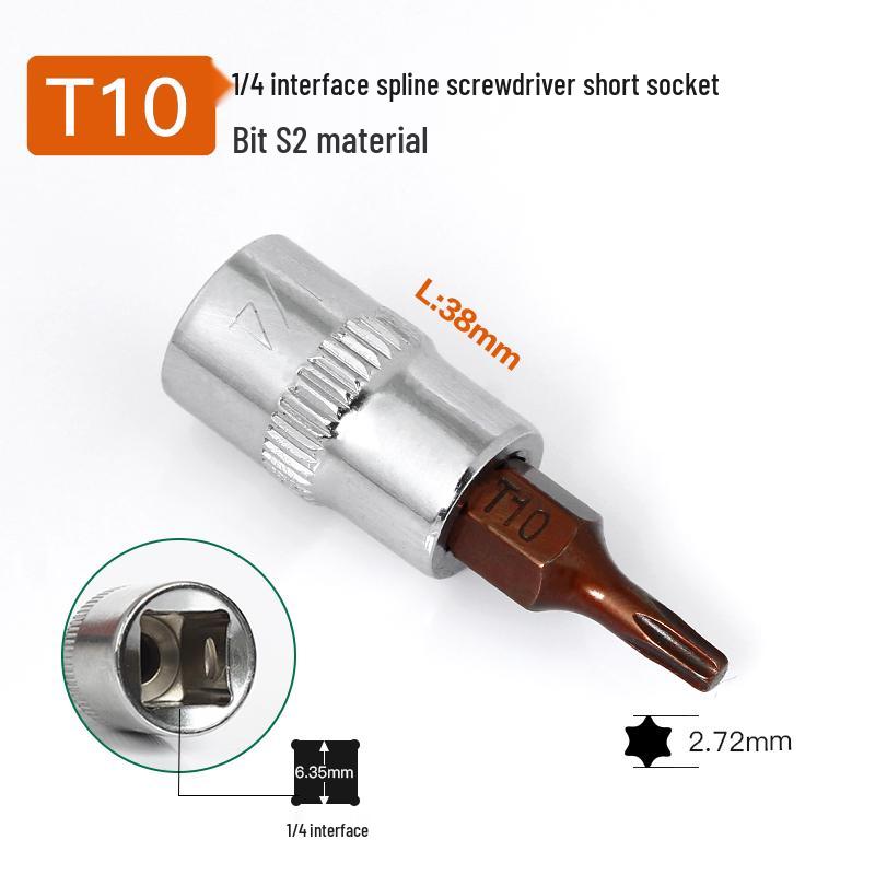 Compact T25 Torx Screwdriver Set with Hex Socket, Flower Pattern Bit