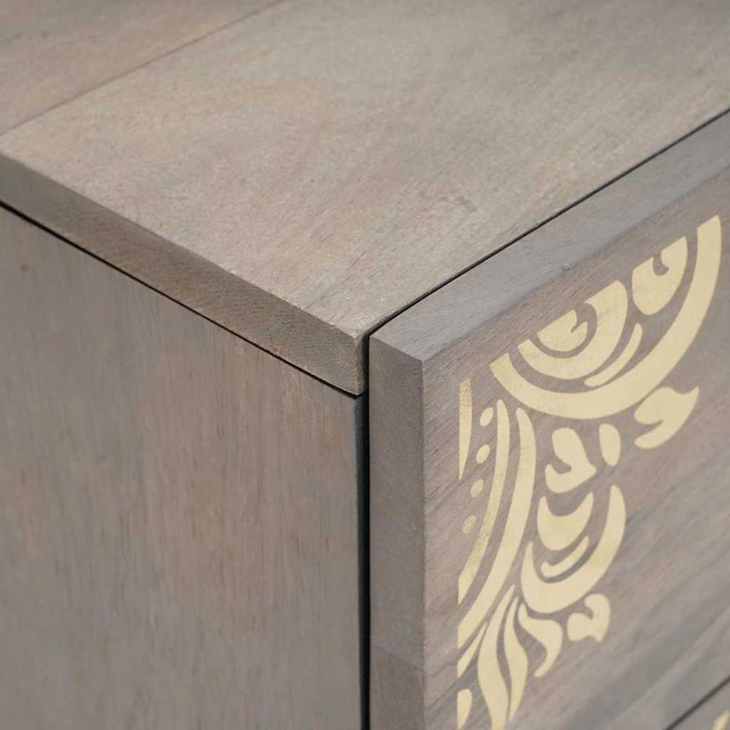Nightstand Set of 2 Gray 40 x 33 x 46 cm Solid Mango Wood