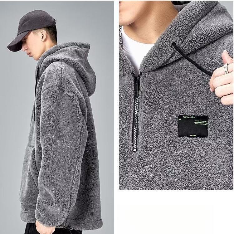 Men's Fleece Hooded Sweatshirt: Autumn/Winter Thickened Loose Fit Jacket