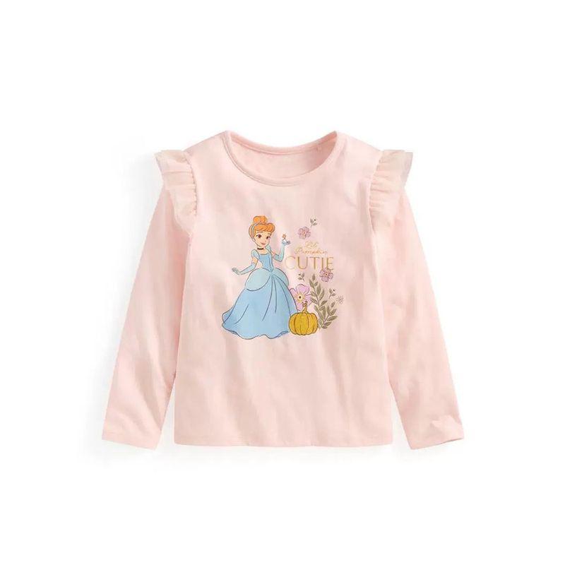 Of Girls' Long-Sleeved T-Shirts, Pure Cotton Girls' Bottoming Shirts, Cartoon Baby Pullovers, Shoulder Gauze Princess Children's Clothing for Girls
