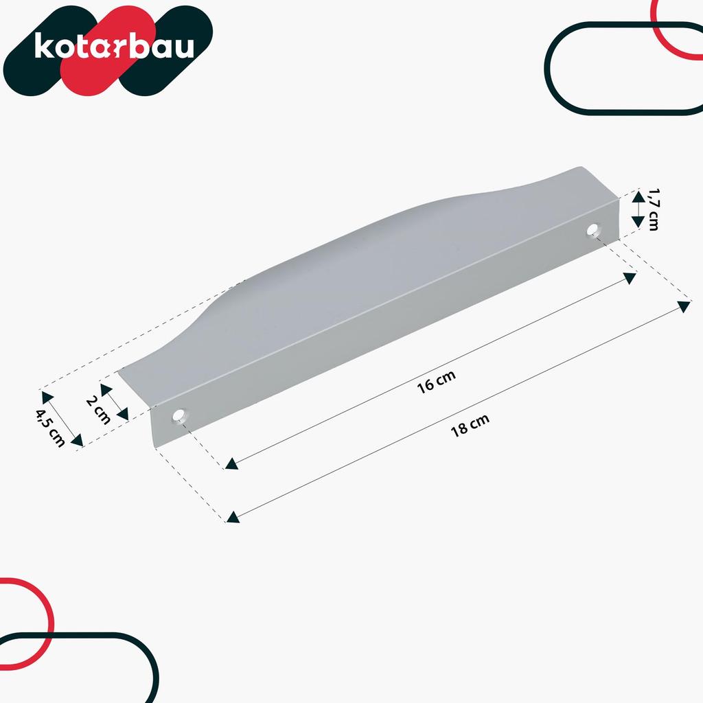 Kotarbau® Modern Aluminum Silver Edge Furniture Handle 160/180 Mm Set Of 2