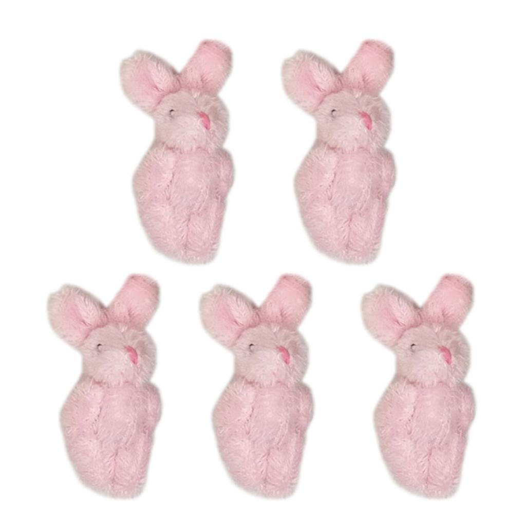 5PCS 6cm 4.5cm Soft Mini Joint Rabbit Pendant Plush Long Ear Bunny For Keychain Toy DIY Ornaments For Girl Gifts Keyring
