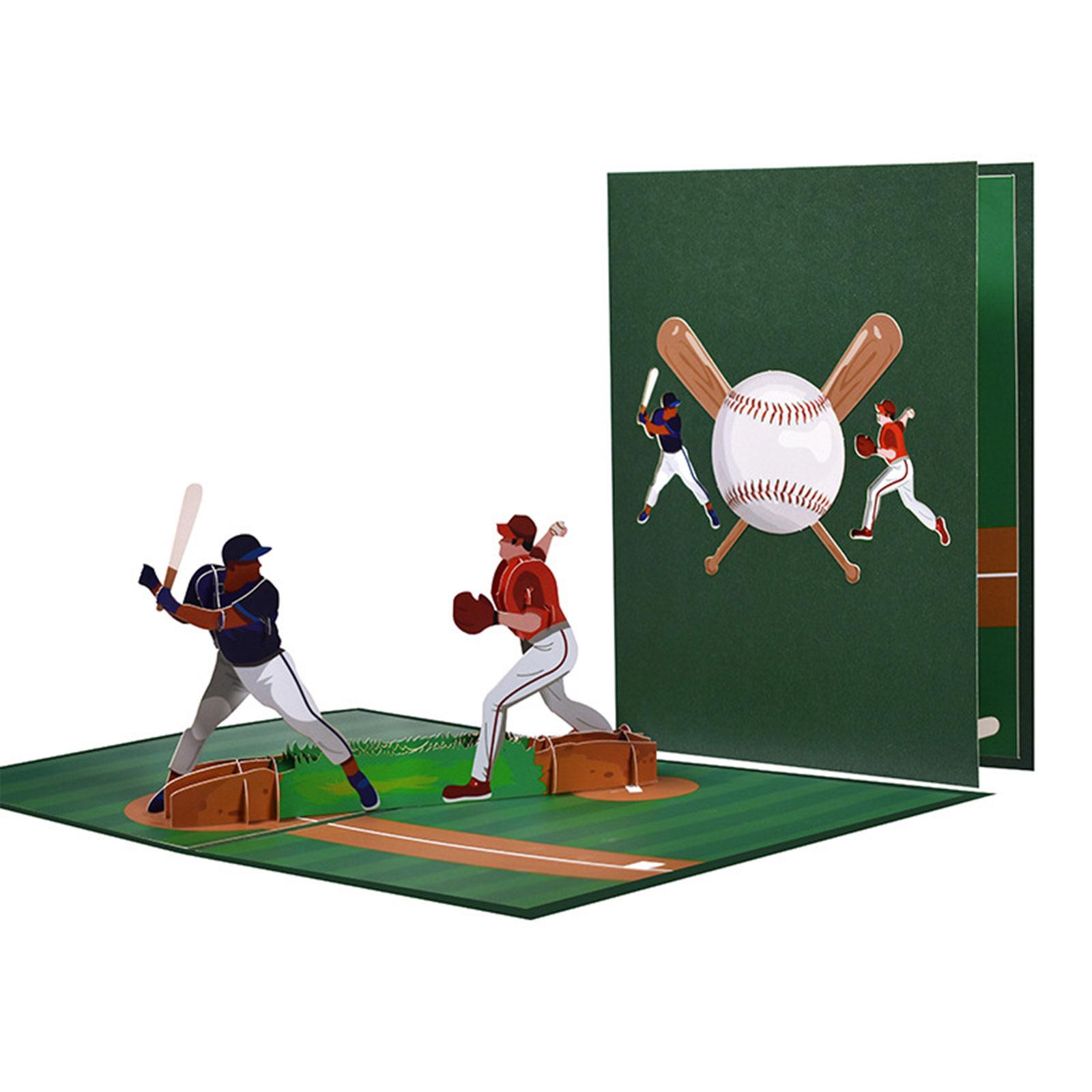 Baseball Pop-Up Card with Envelope Retirement Birthday Fathers Day Card for Dad Husband Anniversary Greeting Card Travel 1