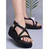 Shoetopia WomenS & Girls Black Wedges Sandal  Solid Criss-Cross Strap Design  Stylish, Comfortable, Durable Heels  Perfe