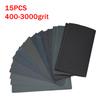Comprehensive Abrasive Tools: 15/18pcs Sandpaper Kit, Wet-Dry Use, Various Grit 400-3000