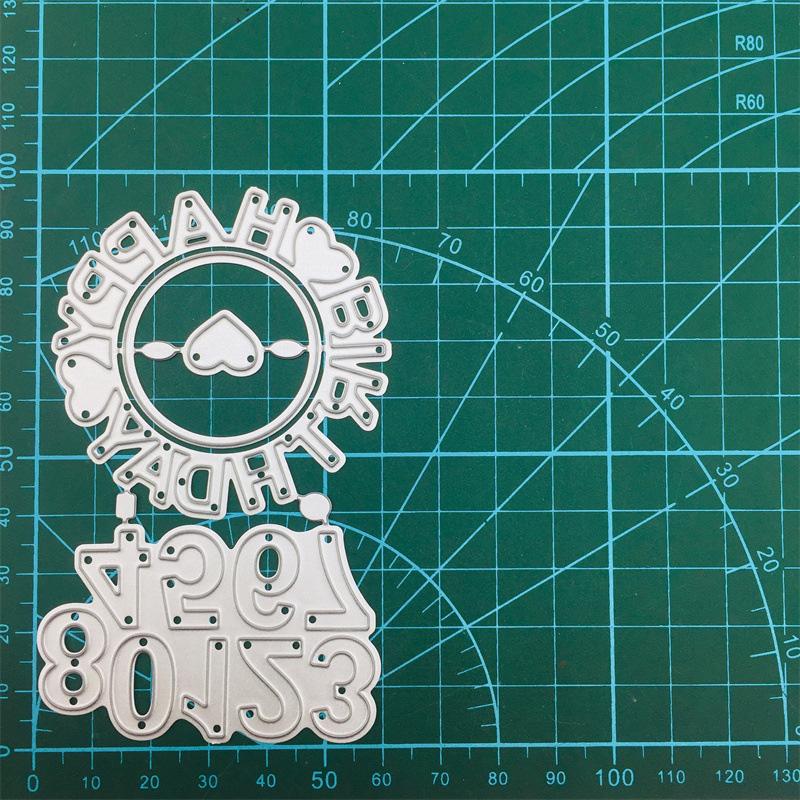 Zahlen- und Geburtstagsbuchstaben, Kunstmuster, Metall, Stahl, Stanzformen, Schablonen, Scrapbooking, Basteln, Stanzen, 3D-DIY, Festival-Kartenherstellung