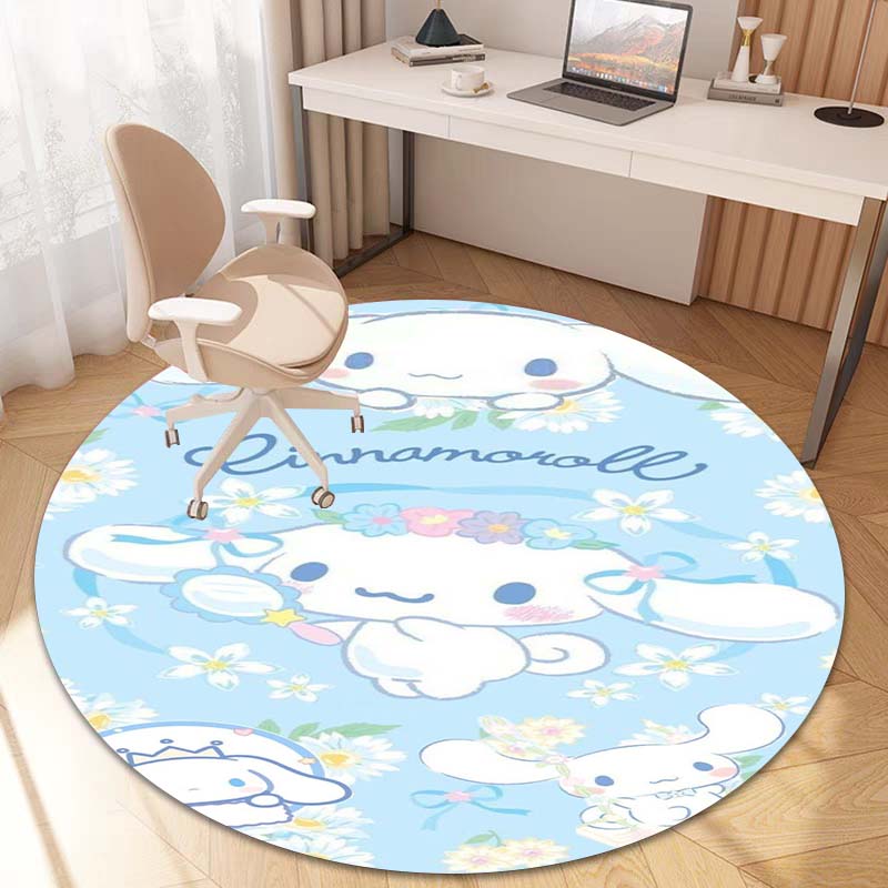 The My Melody and Cinnamoroll Cartoon Round Rug Can Be Used To Decorate Living Rooms, Bedrooms, Sofas, and Playrooms;