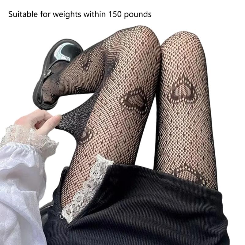 Women Lace Patterned Fishnet Tights High Waist Fishnets Leggings Net Stockings Pantyhose Thigh High Stockings Hosiery