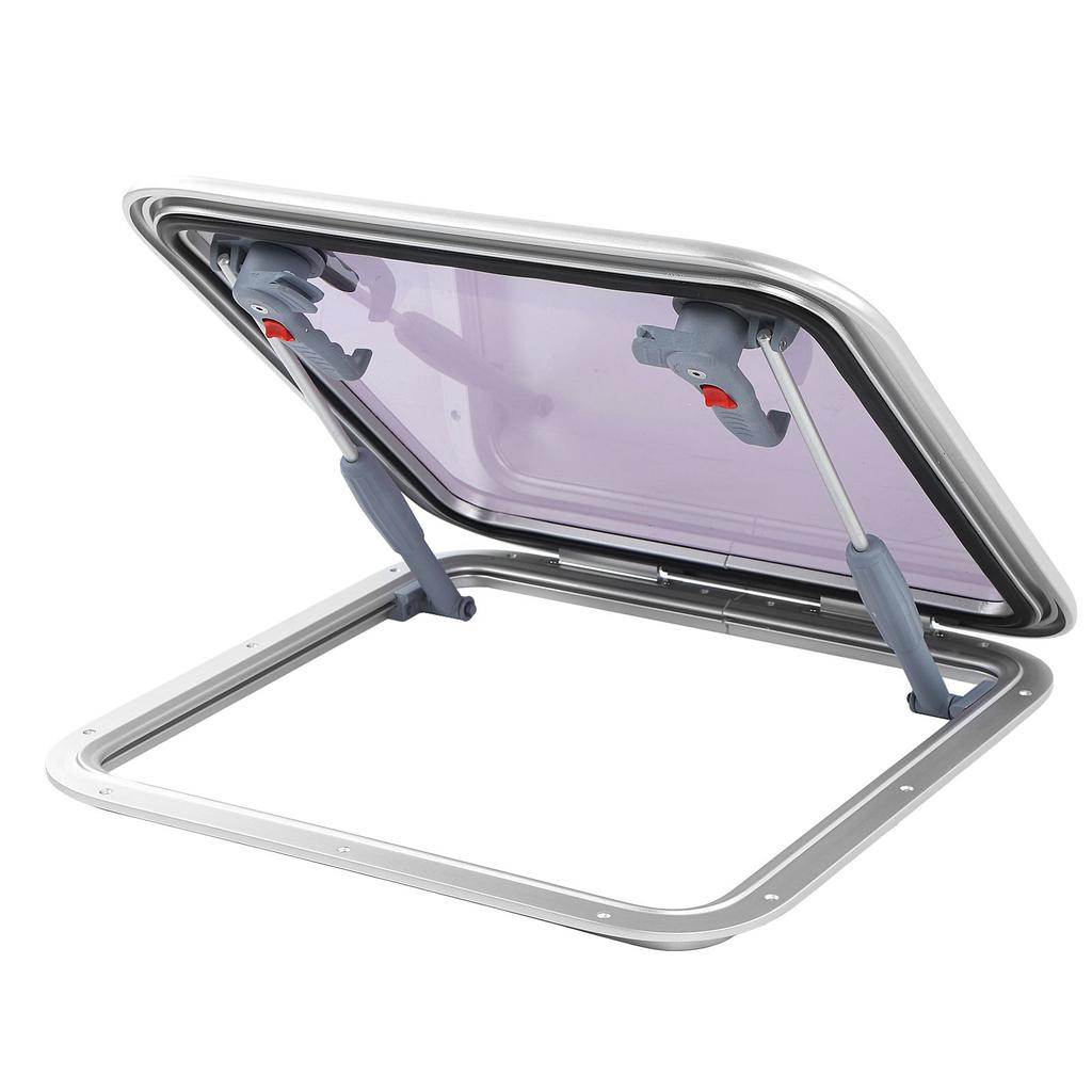 L450 W450mm Boat Porthole Hatch Window Push Out 90 Degree Opening Acrylic Glass Anti UV Waterproof Skylights Roof Window