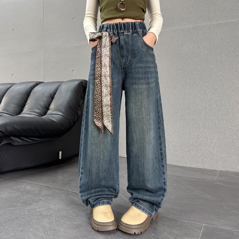 Girls' Wide Leg Scimitar Pants - Spring/Fall Korean Style Cool Trend