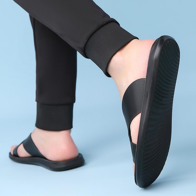 Non-Slip Male Flip-flops New Outdoor Walking Sandals Summer Men's Slippers Leisure Men Leather Slides All-match Travel Half Drag