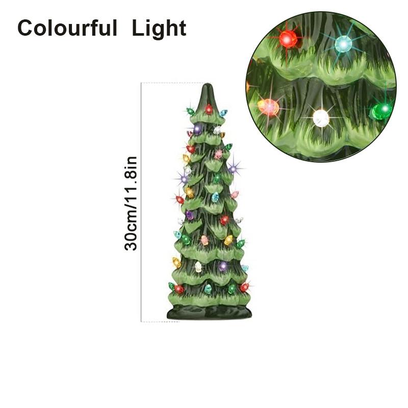 Árvores de Natal de Mesa Retrô Pintadas à Mão com Timer, Árvores de Natal que Acendem, Árvore de Natal de Mesa com Luzes
