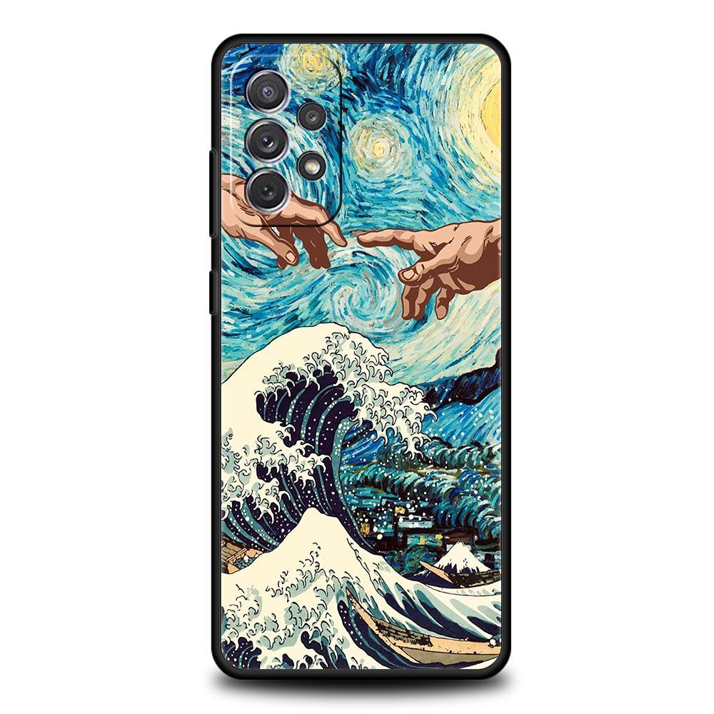 Phone Case For Samsung A13 A51 A71 A41 A31 A21S A11 A03S A12 A32 A52 A23 A33 A53 A73 5G Cover Golden Great Wave Kanagawa Surf