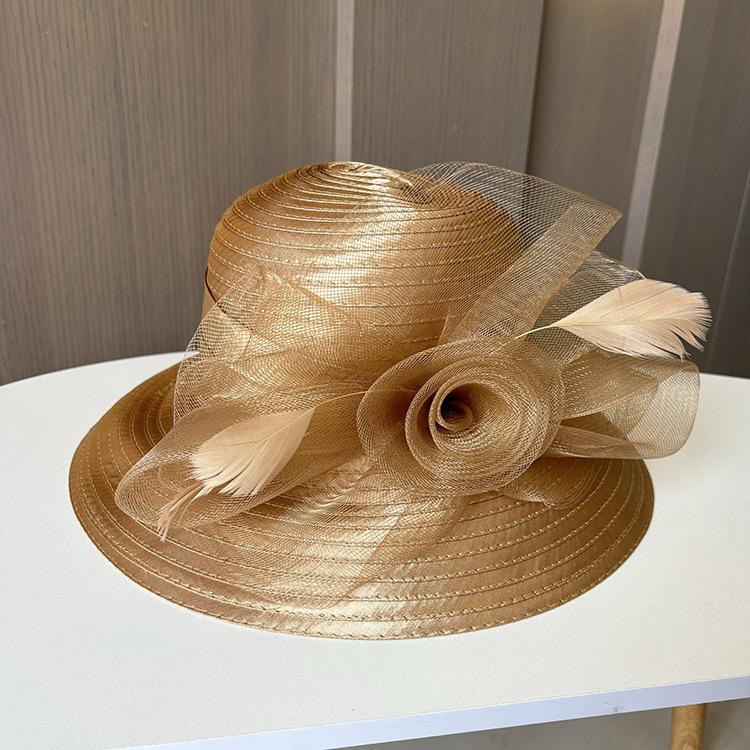 New Mesh Flower Pot Hat, European, American And British Retro Dome Fashion Top Hat, Women'S Summer Sun Protection Sun Hat