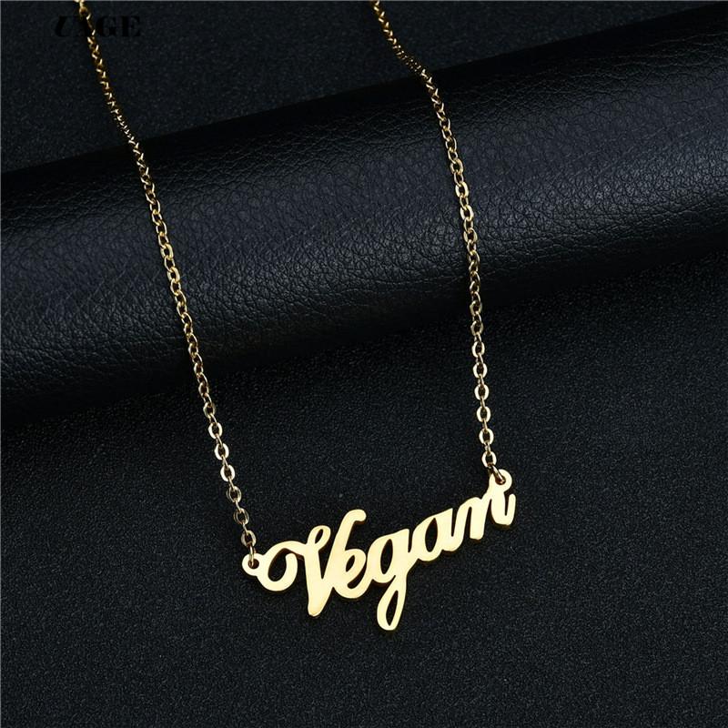 

UAGE Vegetarian Symbol Letters Vegan Necklace Vegan Lifestyle Gift Jewelry for women Necklace серебряный